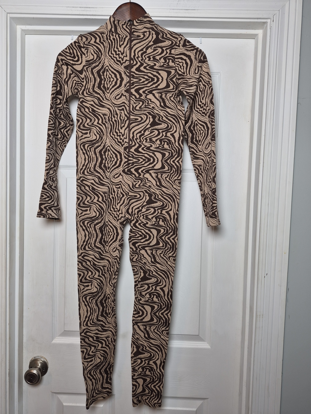 ANWND Womens Brown Swirl Print Jumpsuit M/L NWT